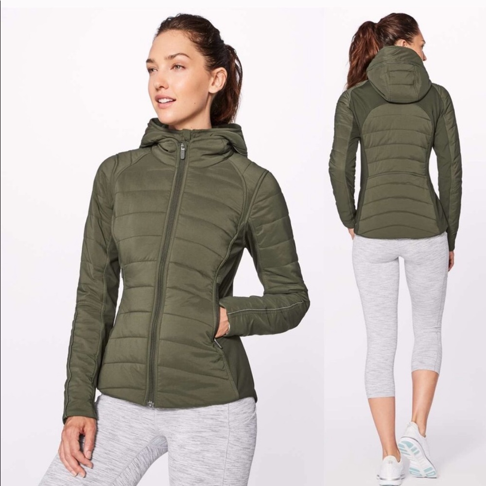 Lululemon extra mile jacket olive green size 4